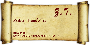 Zeke Tamás névjegykártya